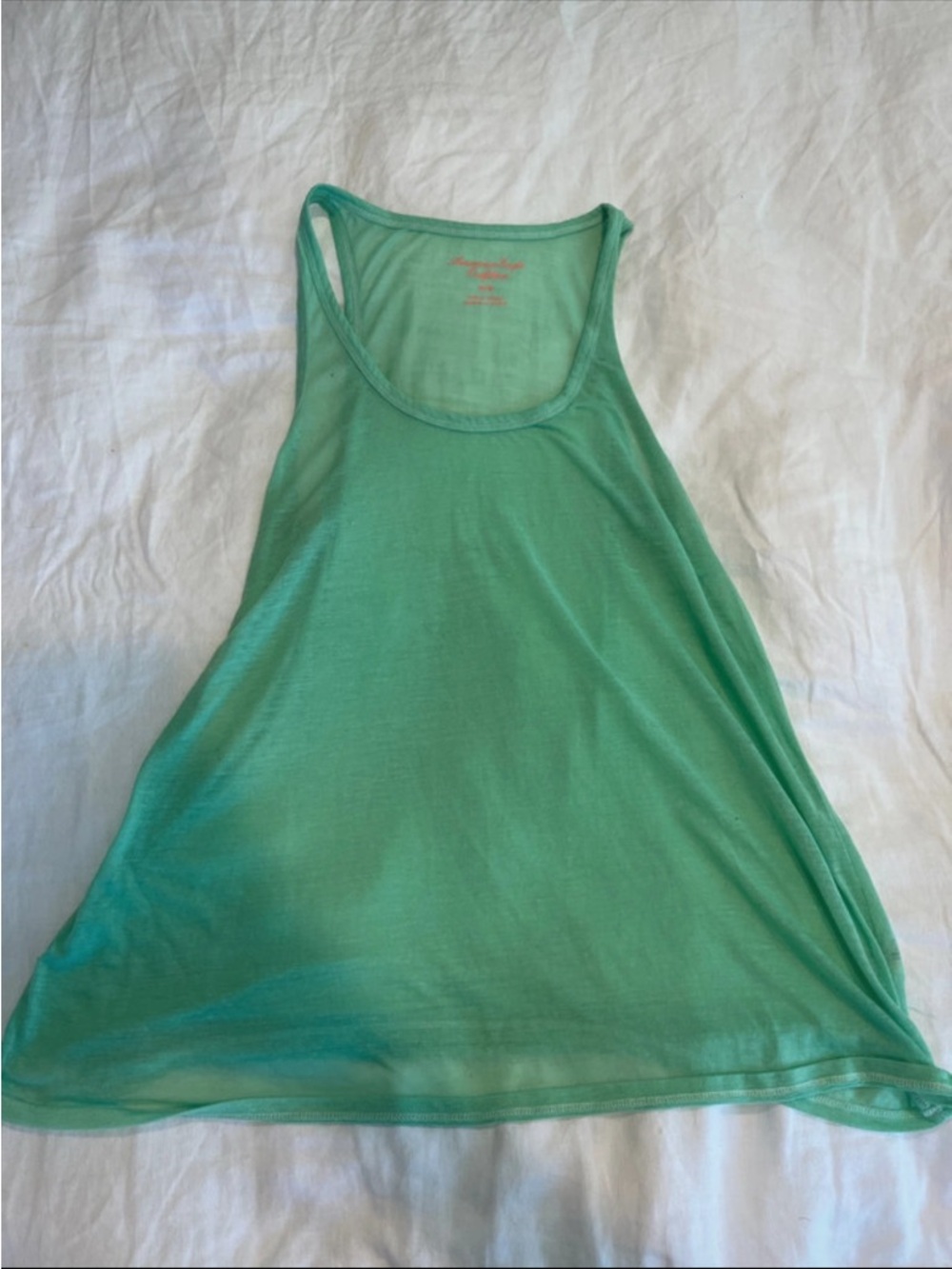 American Eagle Outfitters Semi Sheer Bright Green Tank Top